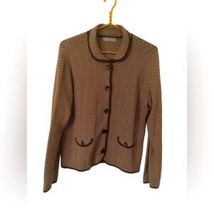 Kate Hill Silk Button Up‎ Cardigan Sweater, Size Large